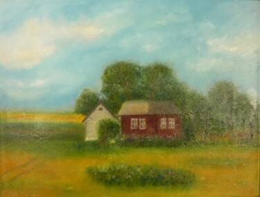 Painting titled "Country Cottage,2006" by Aimee-Josephine, Original Artwork, Oil