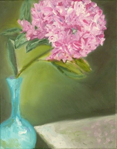 Painting titled "Blume in einer blau…" by Aimee-Josephine, Original Artwork, Oil