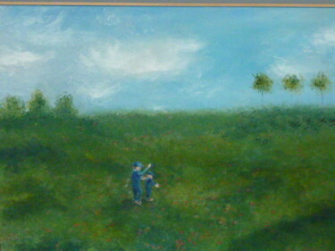 Painting titled "Kinder im Freien,20…" by Aimee-Josephine, Original Artwork, Oil