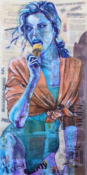 Painting titled "Marynette, la gourm…" by Aimère, Original Artwork, Acrylic Mounted on Wood Stretcher frame