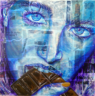 Malarstwo zatytułowany „Marynette chocolat…” autorstwa Aimère, Oryginalna praca, Akryl Zamontowany na Drewniana rama noszy