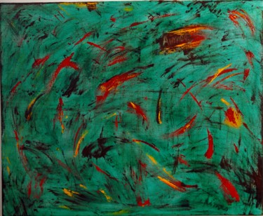 Peinture intitulée "Etincelle verte" par Aimès, Œuvre d'art originale