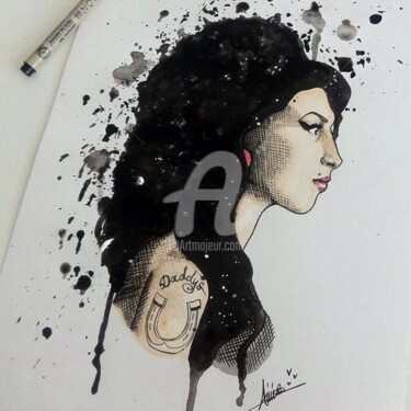 Dessin intitulée "Amy Winehouse" par Aimie Riboulet, Œuvre d'art originale