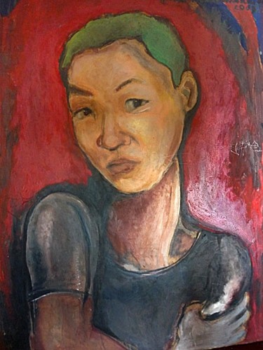 Painting titled "Akihiko" by Aina Ciceniene, Original Artwork, Oil