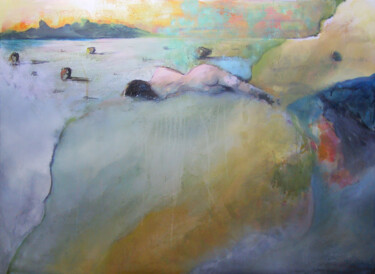 Painting titled "Paisaje mujer" by Ainhoa Toyos, Original Artwork, Oil Mounted on Wood Stretcher frame