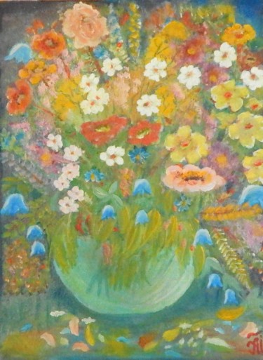 Painting titled "ЛЕТНИЕ ПОЛЕВЫЕ ЦВЕТЫ" by Anatolii Prokhorov, Original Artwork, Oil