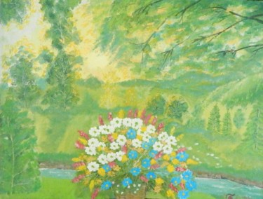 Peinture intitulée "БУКЕТ ЛЕТНИХ ЦВЕТОВ" par Anatolii Prokhorov, Œuvre d'art originale, Huile