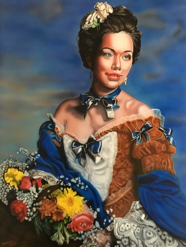 Painting titled "Bloemenmeisje" by Airbrush Art Tp, Original Artwork, Airbrush