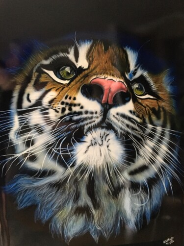 Malerei mit dem Titel "Tijger" von Airbrush Art Tp, Original-Kunstwerk, Acryl