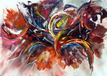 Картина под названием "Tableau abstrait bo…" - Airgone, Подлинное произведение искусства, Рисунок распылителем краски