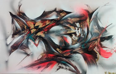 Malerei mit dem Titel "Synapses - Airgone" von Airgone, Original-Kunstwerk, Sprühfarbe Auf Keilrahmen aus Holz montiert