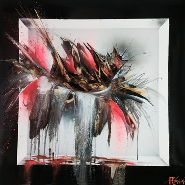 Painting titled "tableau art abstrai…" by Airgone, Original Artwork, Spray paint Mounted on Wood Stretcher frame