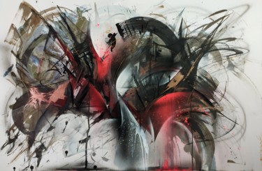 Malerei mit dem Titel "Oeuvre abstraite "T…" von Airgone, Original-Kunstwerk, Sprühfarbe