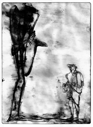 Gravures & estampes intitulée "DUET, dry point" par Zoja Trofimiuk, Œuvre d'art originale, Gravure