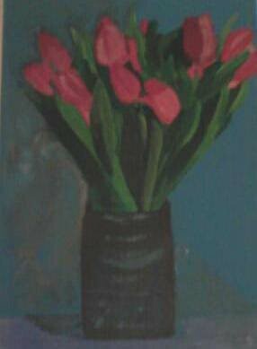 Peinture intitulée "Tulipes" par Aïssétou Sako, Œuvre d'art originale, Acrylique