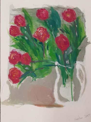 Peinture intitulée "Tulipes2" par Aïssétou Sako, Œuvre d'art originale, Acrylique