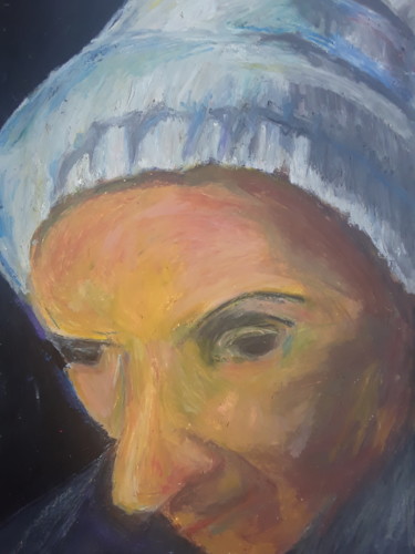 Painting titled "La vieille femme" by Aïssétou Sako, Original Artwork, Pastel