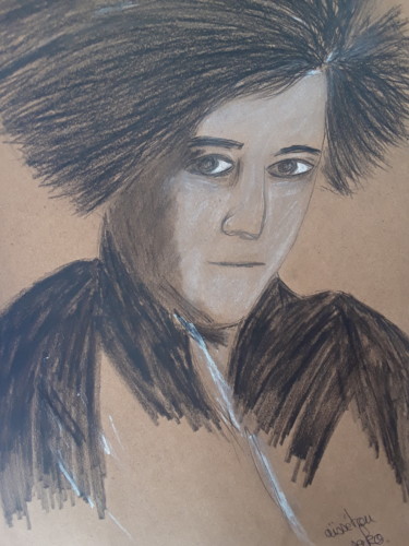 Drawing titled "Portrait de Colette…" by Aïssétou Sako, Original Artwork, Charcoal