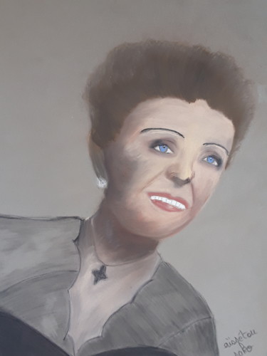 Drawing titled "Édith Piaf" by Aïssétou Sako, Original Artwork, Pastel