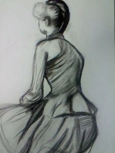 Drawing titled "La Jeune femme assi…" by Aïssétou Sako, Original Artwork