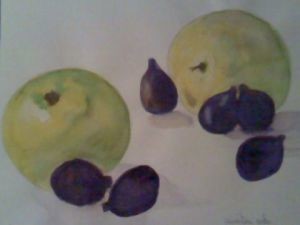 Painting titled "Fruits" by Aïssétou Sako, Original Artwork, Watercolor