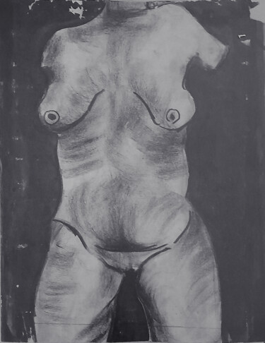 Drawing titled "Corpo in bianco e n…" by Aistide Gattavecchia, Original Artwork, Charcoal Mounted on Cardboard