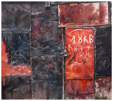 Old garage #1 Schilderij getiteld "Old garage #1" door Anastasiya Firsova, Origineel Kunstwerk, Aquarel