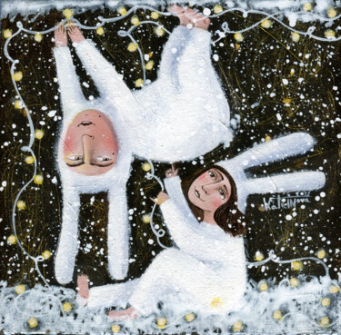 Pintura titulada "Давай гирлянду пове…" por Ekaterina Vitvinova, Obra de arte original, Acrílico Montado en Bastidor de cami…