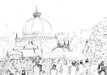 Zeichnungen mit dem Titel "Shajaani mosque zik…" von Ajmal Maharaj, Original-Kunstwerk, Graphit