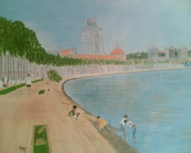 Pittura intitolato "Baia de Luanda" da Ajorge, Opera d'arte originale
