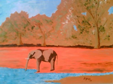 Pintura titulada "Elefante Africano" por Ajorge, Obra de arte original