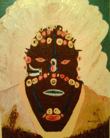 Pintura titulada "Máscara Cocar" por Ajorge, Obra de arte original, Oleo