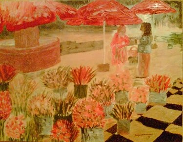 Pintura titulada "Vendedora de Flores" por Ajorge, Obra de arte original, Oleo