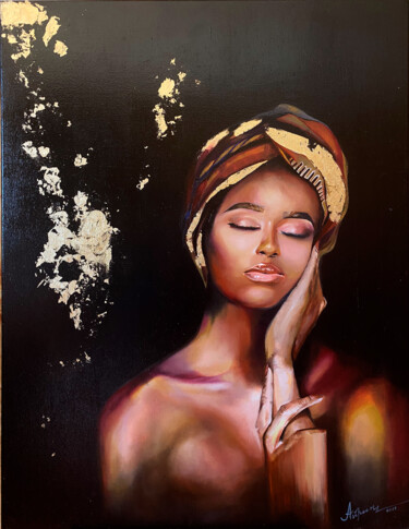 Painting titled "Femininity in gold" by Airin, Original Artwork, Oil