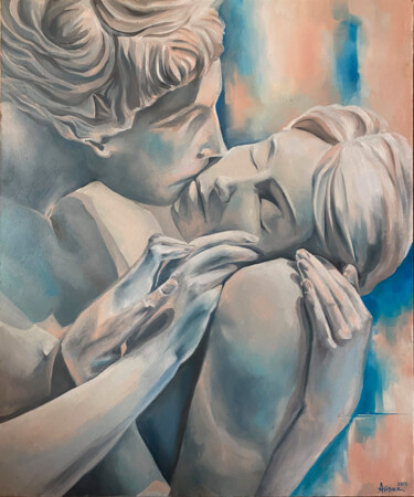 Painting titled ""The Kiss" Yves Pir…" by Airin, Original Artwork, Oil