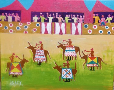 Pintura intitulada "aracy-tema-festa-do…" por Ajur Sp Artes, Obras de arte originais