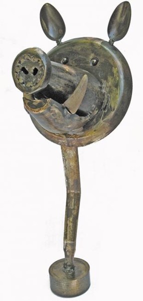 Sculpture intitulée "sanglier" par Albert Jacqueline Visage, Œuvre d'art originale, Techniques mixtes