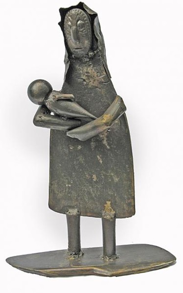 Sculpture intitulée "femme et enfant" par Albert Jacqueline Visage, Œuvre d'art originale, Métaux