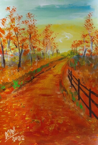 Painting titled "Silent Autumn" by Ajw, Original Artwork, Acrylic