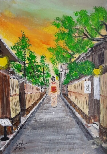 Malerei mit dem Titel "Japan World" von Ajw, Original-Kunstwerk, Acryl