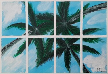 Картина под названием "the three palm tree" - Ajw, Подлинное произведение искусства, Акрил