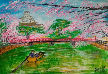 Malerei mit dem Titel "Japan sakura" von Ajw, Original-Kunstwerk, Acryl