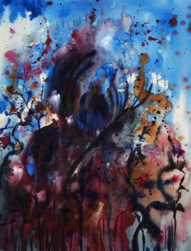 Malerei mit dem Titel "Abstraction I" von Nadira, Original-Kunstwerk, Gouache