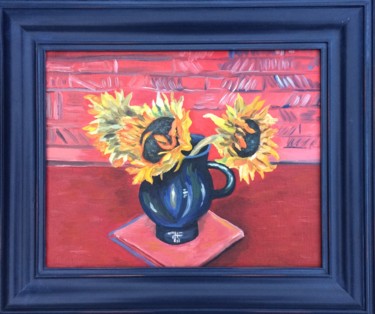 Painting titled "Sunflowers" by Elena Cobb, Original Artwork, Oil