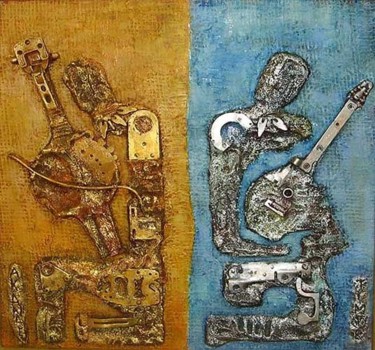 Painting titled "musicians" by Timur Akanaev, Original Artwork