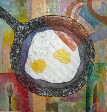Painting titled "Fried Eggs" by Timur Akanaev, Original Artwork, Oil