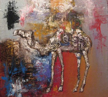 Painting titled "White Camel" by Timur Akanaev, Original Artwork, Oil