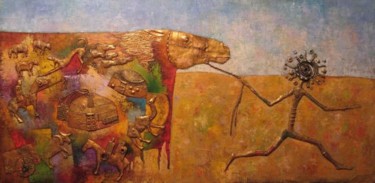Painting titled "Nomads" by Timur Akanaev, Original Artwork, Oil