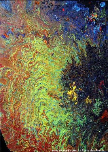 Peinture intitulée "La Terre des Phénix" par Akara Péala, Œuvre d'art originale