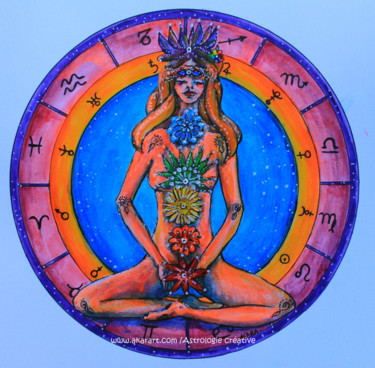 Painting titled "Astrologie créative" by Akara Péala, Original Artwork